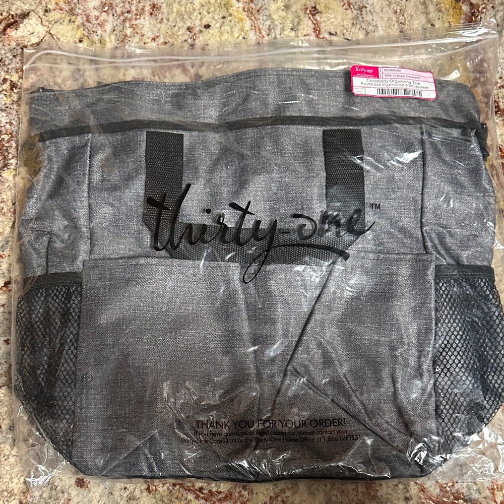 Thirty-One Charcoal Tote with Black Accents